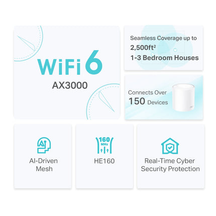 TP-Link Deco X50 AX3000 Whole Home Mesh WiFi 6 System - 1 Pack