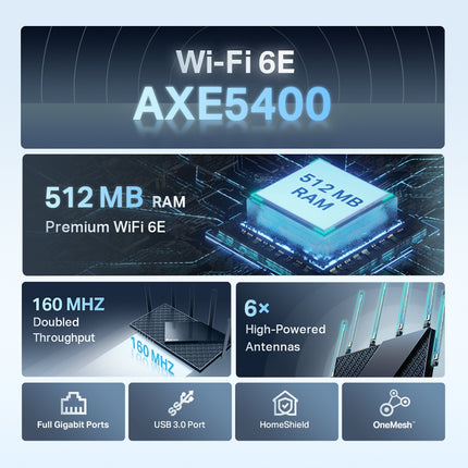 TP-Link Archer AXE75 AXE5400 Tri-Band WiFi 6E Gigabit Router