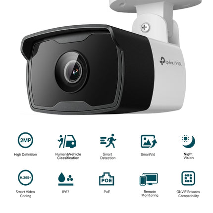 TP-Link VIGI C320I 2MP Outdoor Bullet Network Camera 2.8mm Lens Built-in Microphone
